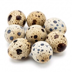 Obraz premium Quail eggs with a speckled shell pattern, creating a natural and appetizing image,