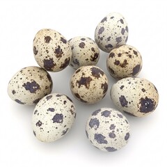 Obraz premium Quail eggs with a speckled shell pattern, creating a natural and appetizing image,
