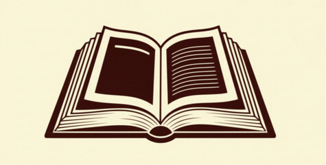 A stylized illustration of an open book, displaying pages and spine.