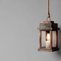Rustic wooden lantern, hanging
