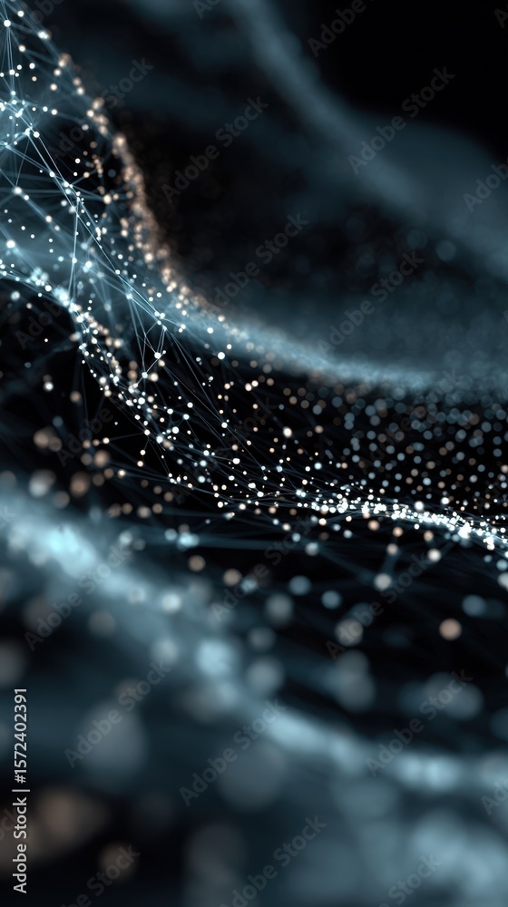 Poster abstract data flow representation a mesmerizing scene of dots and lines dynamically shifting across 