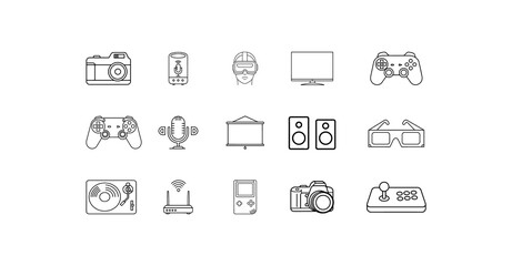 Technology icons collection camera speaker