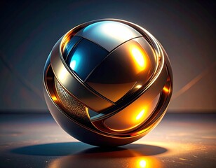 Futuristic Metallic Sphere with Warm and Cool Reflections