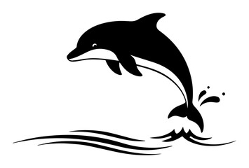 jumping dolphin over ocean waves aquatic mammal logo for a summer design