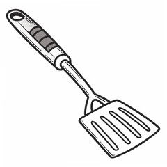 Silver grilling spatula with gray handle kitchen utensil