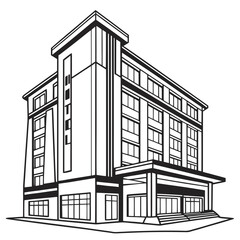 Modern hotel building with many windows architecture