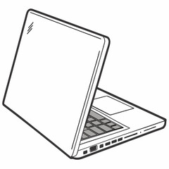 Open laptop with grey keyboard on white technology