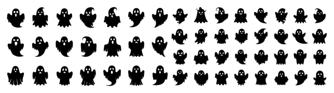 ghost icon set cute cartoon halloween spirit vector collection
