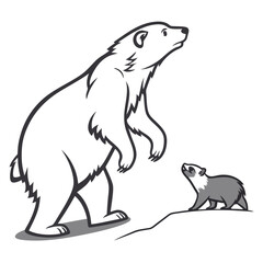 Obraz premium Polar bear and cub on white background arctic animal