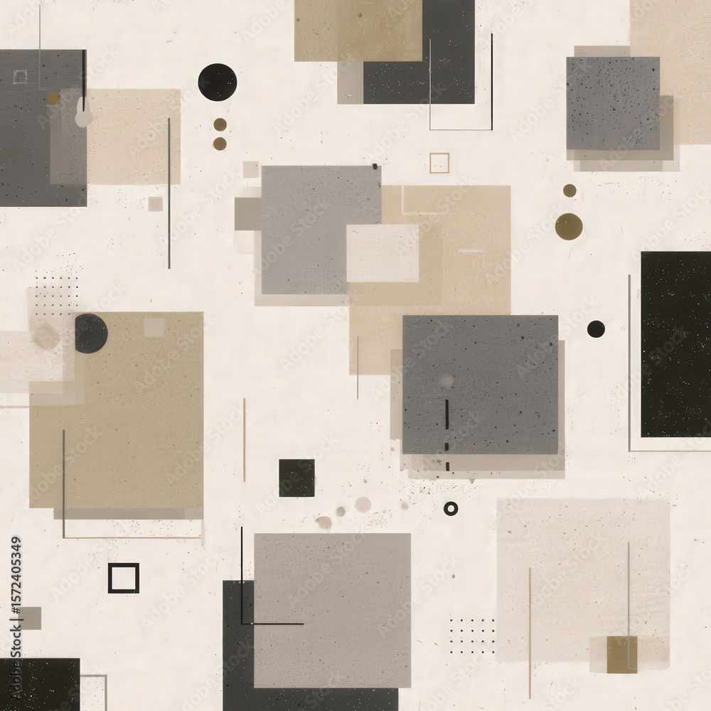 Poster abstract seamless pattern with rectangles and dots in soft neutral tones for versatile design use