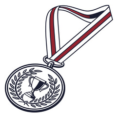 Award medal with trophy and laurel wreath victory