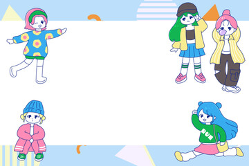 ポップなZ世代の女の子たちフレーム