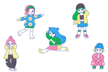 個性あふれるZ世代風のポップな女の子たち