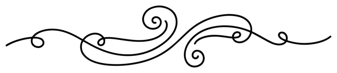 flourish swirl decorative line element monochrome vector illustration