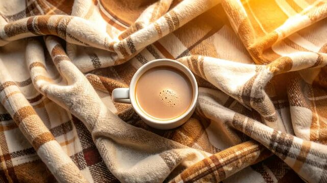 Cozy Coffee Break: Warm Blanket and Relaxing Drink Still Life