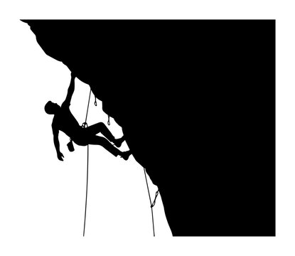 rock climber silhouette on cliff face vector