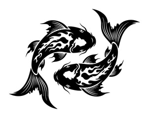 Obraz premium koi fish yin yang symbol vector illustration