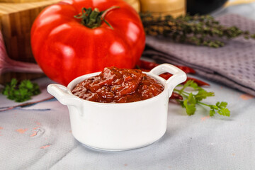 Salsa dip with chili and tomato