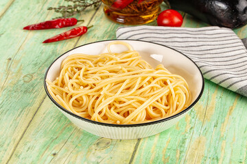 Italian pasta spaghetti with oil