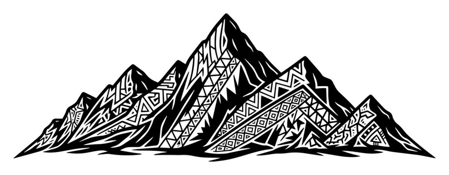 ornamental mountain range in tribal style vector