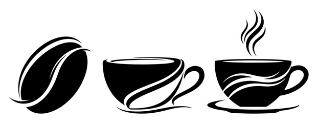 coffee bean and cup icon set vector illustration