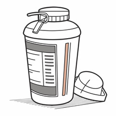 Tall protein shaker bottle with open lid container