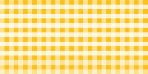 Yellow gingham or vichy pattern. Autumn or Thanksgiving day textile print for tabletop, picnic blanket, basket napkin, shirt or handkerchief. Cotton, linen or flannel design. Vector flat illustration.