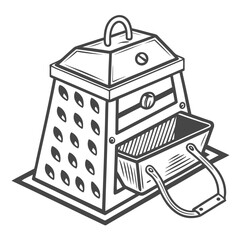 Grater with drawer and handle kitchen utensil food preparation