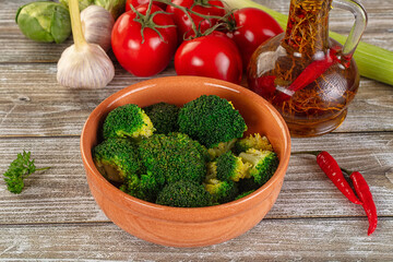 Boiled broccoli cabbage in the bowl