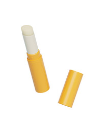 노란색 케이스 립 밤 스틱 목업 Lip Balm Stick in Yellow Case Mock up