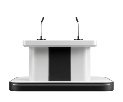 Podium with Microphones Public Speaking Debate Conference Convention on transparent background