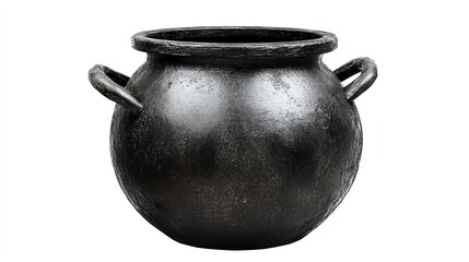 a cauldron clipart, witch potion element, textured style, charcoal tone, isolated on white background