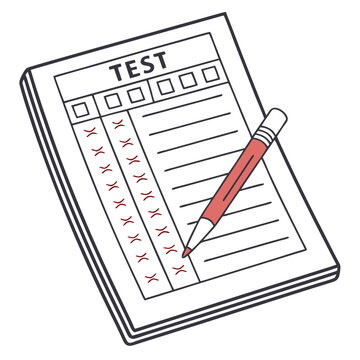 Test paper with red marks and pencil grading