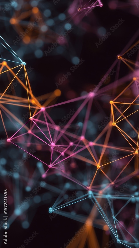 Poster a futuristic visualization of interconnected data points featuring a 3d network structure that embod