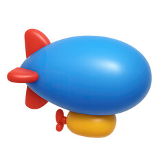 Cartoon Blimp: 3D Render, Childrens Book, App Icon, Game Asset,  Vibrant Design Element