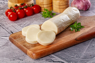Italian dairy - mozzarella cheese with slices