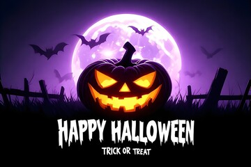halloween background with pumpkin and bats