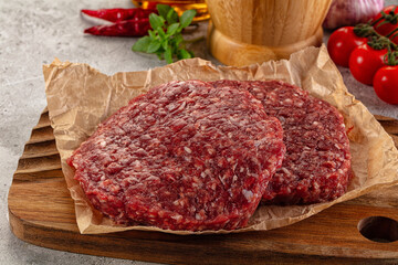 Raw beef burger cutlet for grill