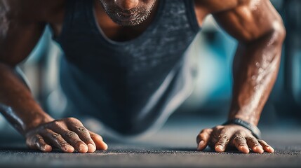 Man Pushups Gym Workout Strength Fitness.