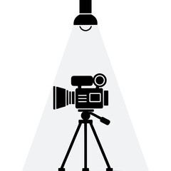 Flat Camera Icon: Video Production & Filming Equipment suitable for concepts related to Camera Angle Icon