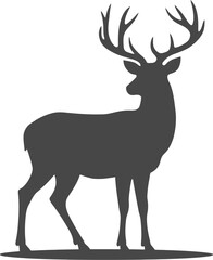 Vector art of silhouette of a deer with prominent antlers