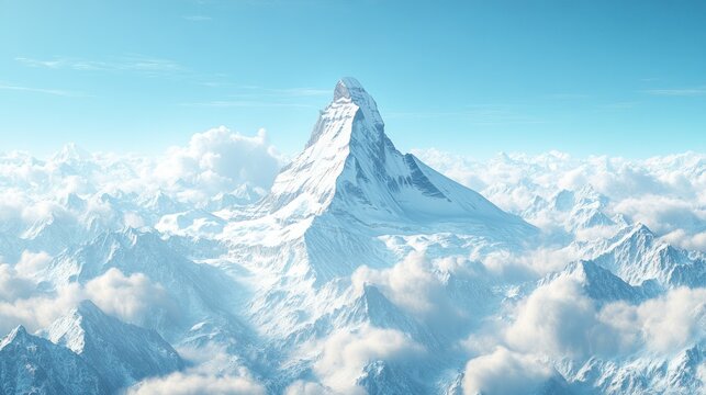 Snowy mountain peak above clouds (1)