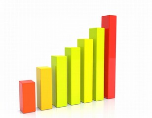 3D render of graph, centered, isolated white background 