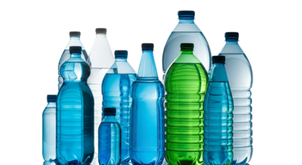 Bottled water collection in various sizes and shapes 