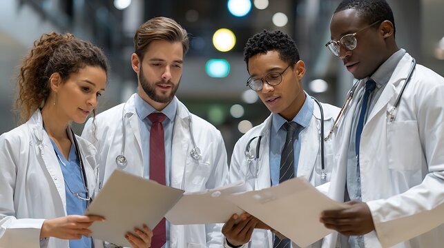 Medical Team Discusses Patient Data at Hospital. - Powered by Adobe