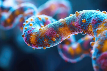 Close-Up Visualization of Microbial Growth on Blue Background