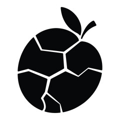 Fruit Cracks Silhouette, Vector, Illustration, Outline, Line Art, Icon, White Background.