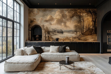 Bright and Cozy Kitchen with Contemporary Mural Art