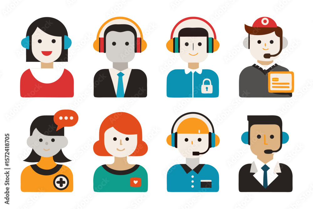 Poster comprehensive collection of essential customer support and user interface symbols in a bold monochro
