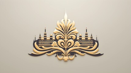 An intricate golden architectural ornament with black accents stands out.